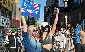 Impromptu Biden Victory Rally : Times Square : New York :  Photos : Richard Moore : Photographer